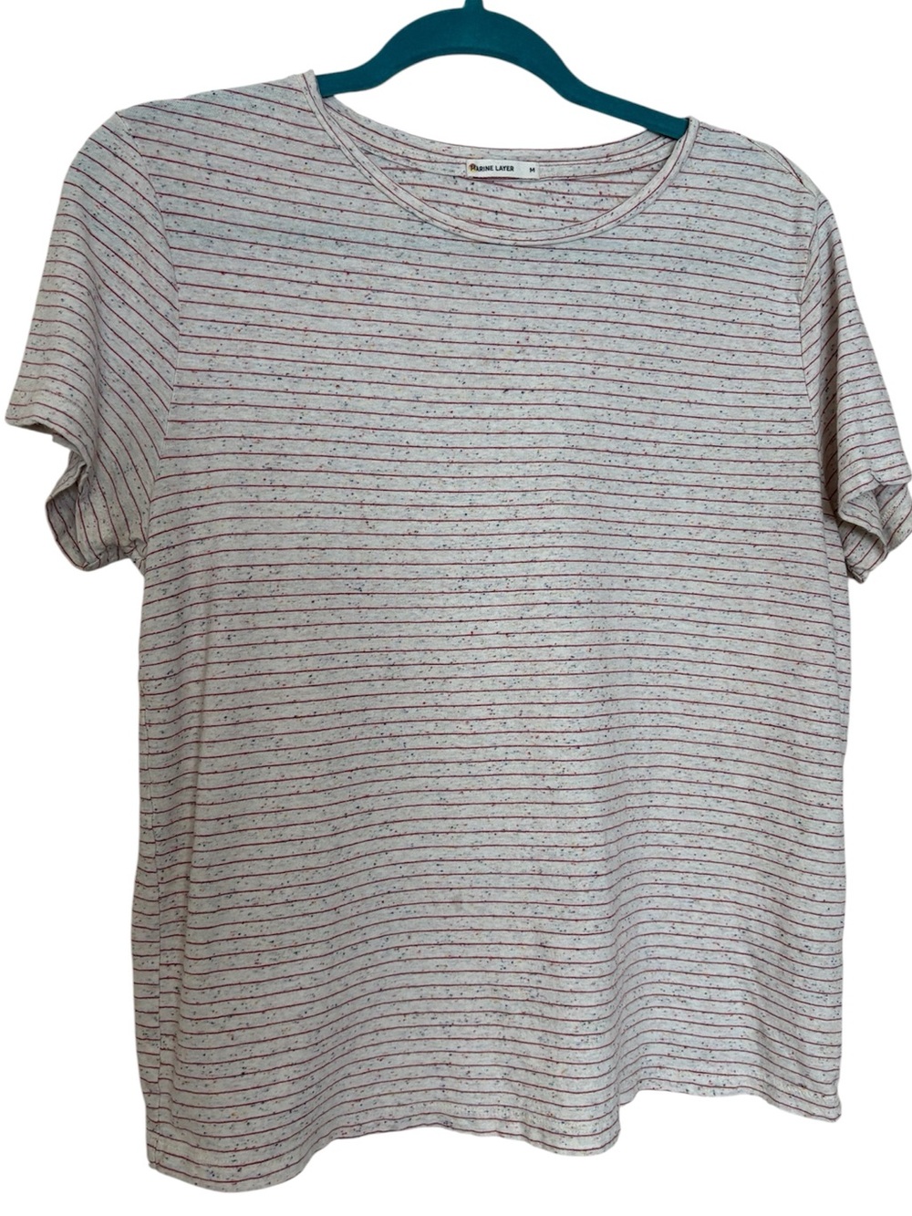 Marine Layer Red Striped Speckled Crewneck Tee Short Sleeve Womens Medium